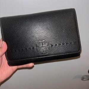 Tory Burch Black Pebbled Leather Wallet/Bag
